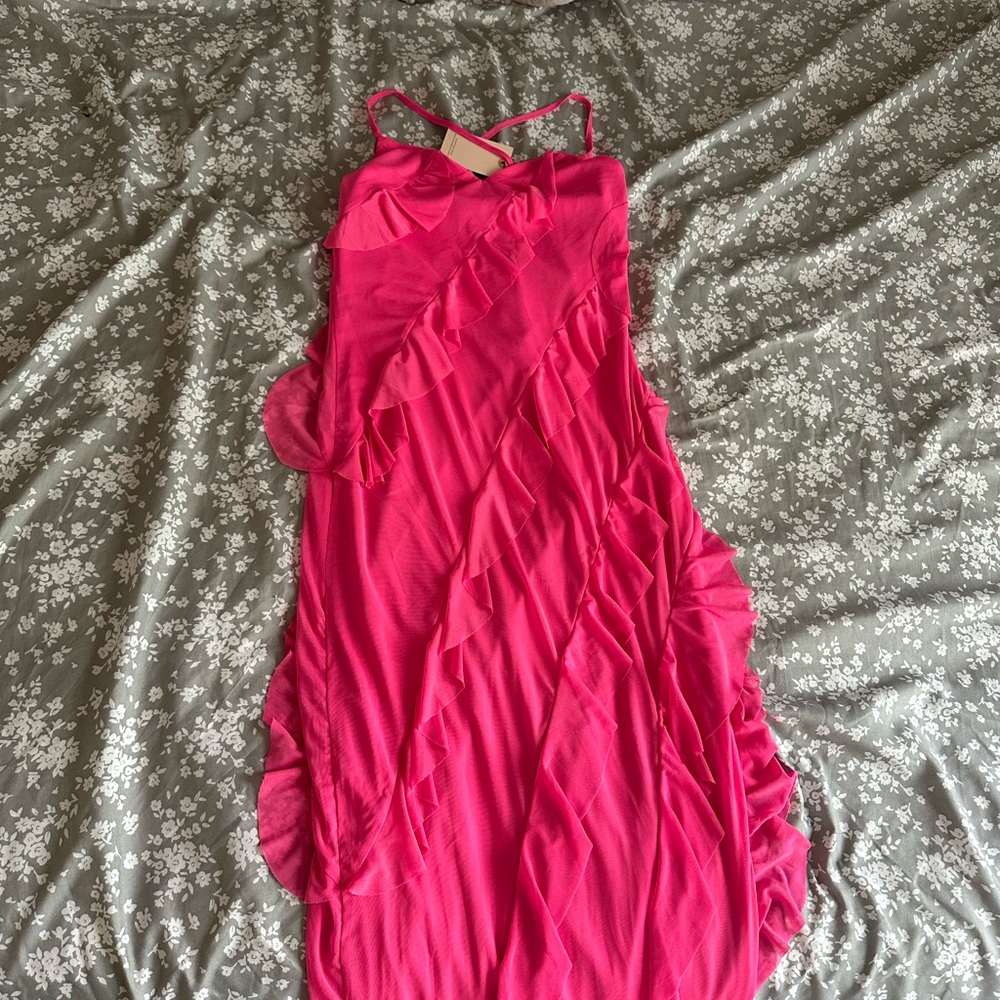 Vibrant Pink Ruffled Dress